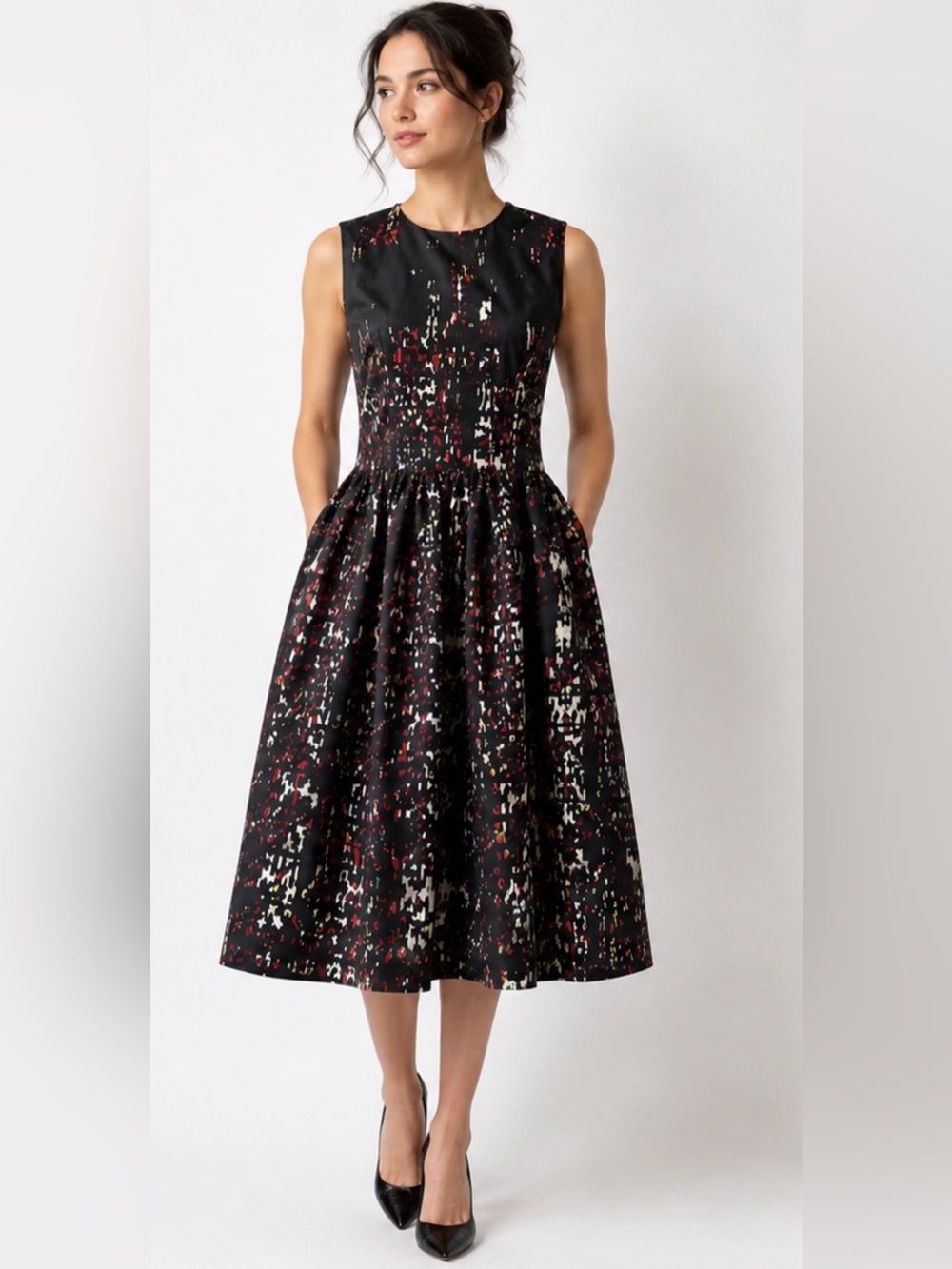 Preen by Thornton Bregazzi Made in UK Abstract Print Fit & Flare Dress size L